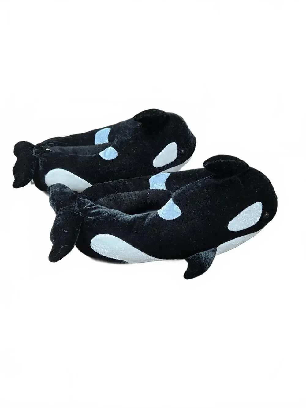 SeaWorld Adult L/XL Orca Whale Plush Slippers